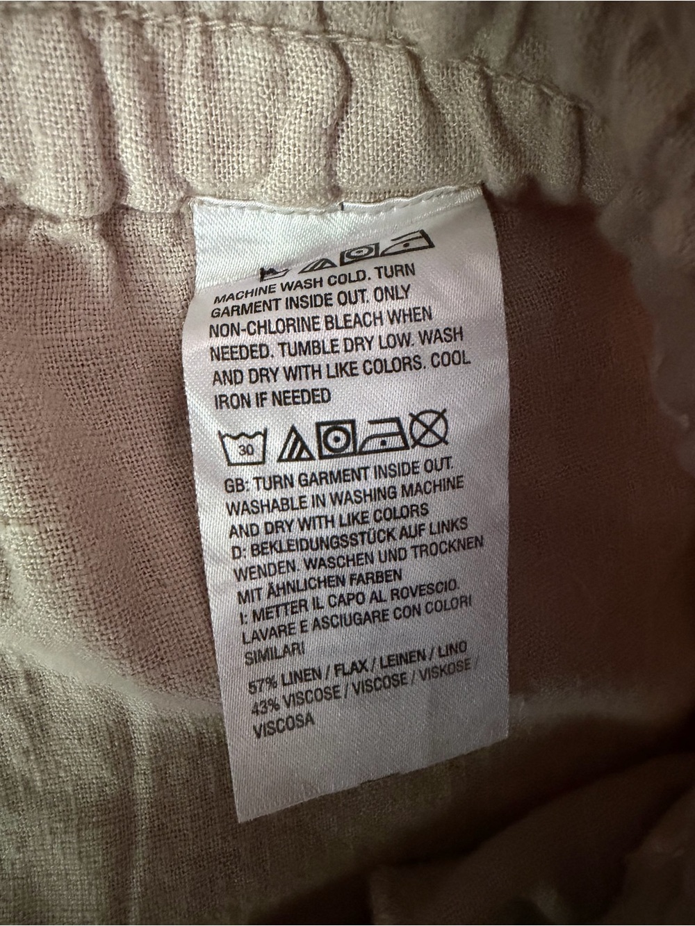 Relaxed Drawstring Linen-Blend Chinos in Beige beach everyday leisure wear - Picture 3 of 9
